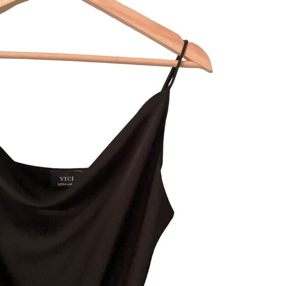 Vici Treat Satin Cowl Neck Romper in Black Size Extra Large - Picture 9 of 11